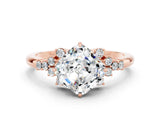 Rose gold Cushion Cut Moissanite Ring with Side Stones and Four-Prong Setting_36