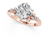 Rose gold Cushion Cut Moissanite Ring with Side Stones and Four-Prong Setting_37