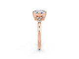 Rose gold Cushion Cut Moissanite Ring with Side Stones and Four-Prong Setting_38