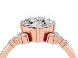 Rose gold Cushion Cut Moissanite Ring with Side Stones and Four-Prong Setting_40