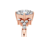 Rose gold Cushion Cut Moissanite Ring with Side Stones and Four-Prong Setting_41