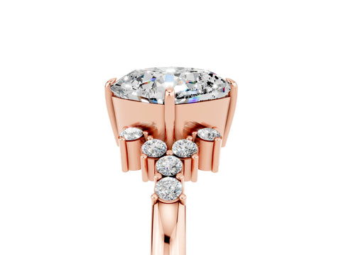Rose gold Cushion Cut Moissanite Ring with Side Stones and Four-Prong Setting_41