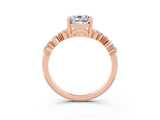 Rose gold Cushion Cut Moissanite Scattered Round Accent Ring with Prong Setting_27