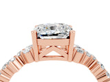 Rose gold Cushion Cut Moissanite Scattered Round Accent Ring with Prong Setting_28