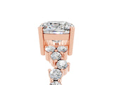 Rose gold Cushion Cut Moissanite Scattered Round Accent Ring with Prong Setting_29