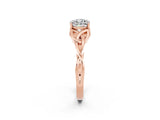 Rose gold Cushion Cut Moissanite Solitaire Celtic Knot Ring with Four-Prong Setting_14