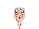 Rose gold Cushion Cut Moissanite Solitaire Celtic Knot Ring with Four-Prong Setting_17