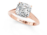 Rose gold Cushion Cut Moissanite Solitaire Engagement Ring with Cathedral Setting and Four-Prong Mount_13