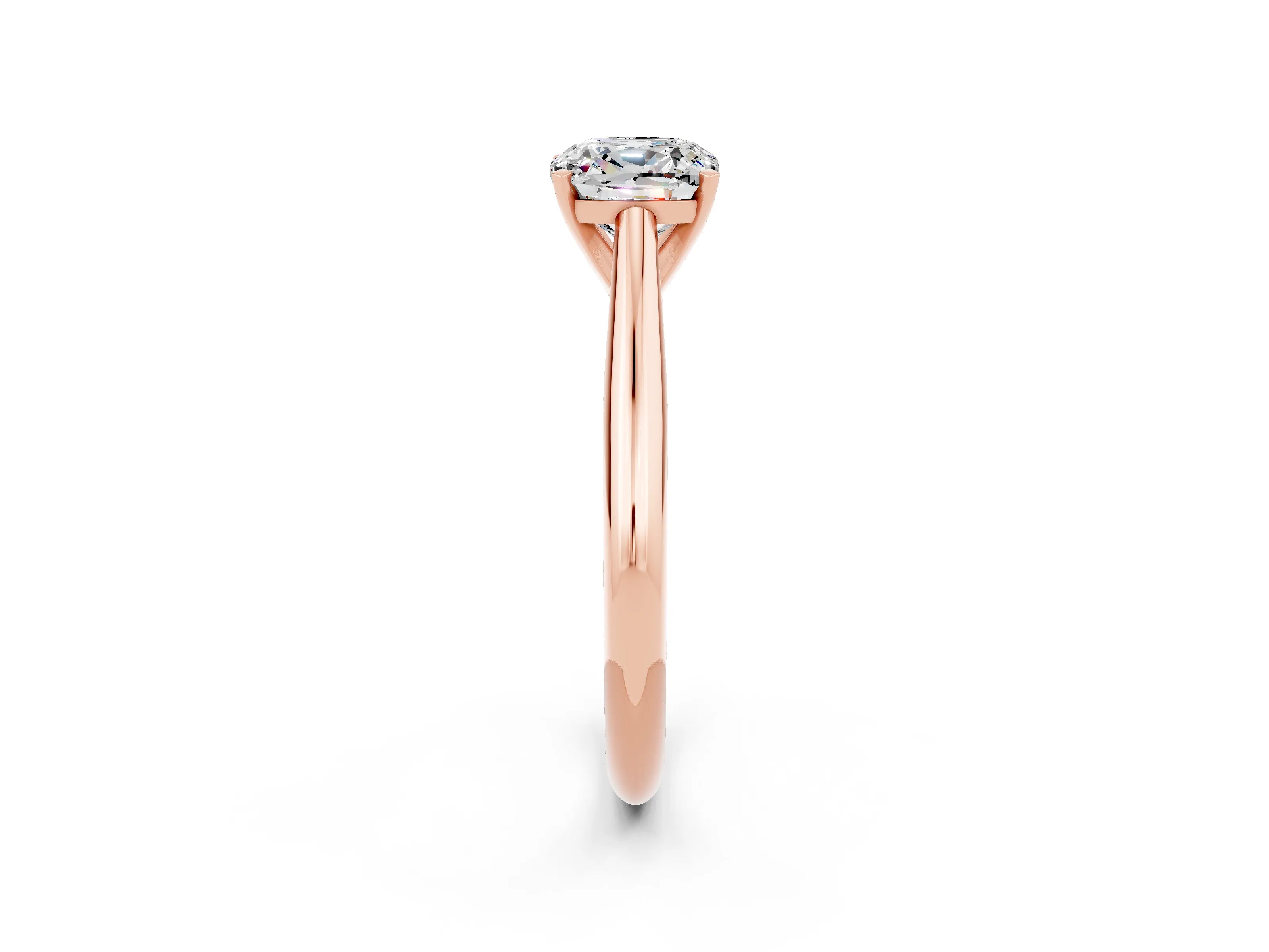 Rose gold Cushion Cut Moissanite Solitaire Engagement Ring with Cathedral Setting and Four-Prong Mount_14