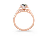 Rose gold Cushion Cut Moissanite Solitaire Engagement Ring with Cathedral Setting and Four-Prong Mount_15