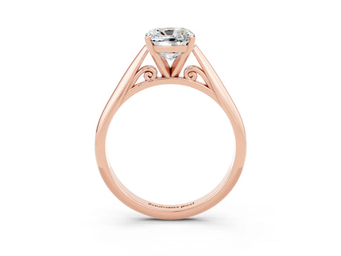 Rose gold Cushion Cut Moissanite Solitaire Engagement Ring with Cathedral Setting and Four-Prong Mount_15