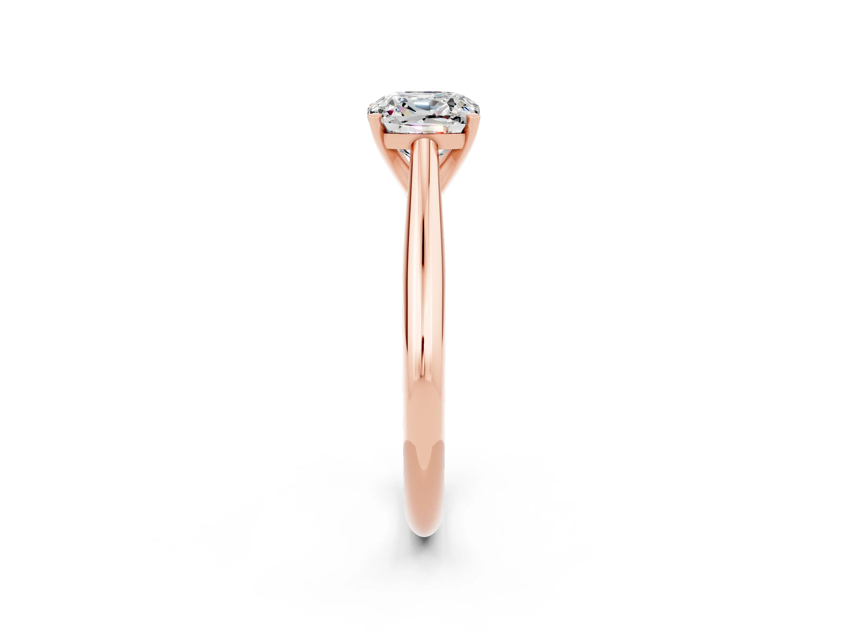 Rose gold Cushion Cut Moissanite Solitaire Engagement Ring with Cathedral Setting and Four-Prong Mount_20