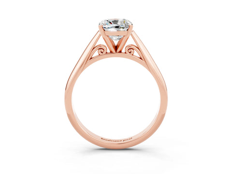 Rose gold Cushion Cut Moissanite Solitaire Engagement Ring with Cathedral Setting and Four-Prong Mount_21