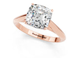 Rose gold Cushion Cut Moissanite Solitaire Engagement Ring with Cathedral Setting and Four-Prong Mount_85