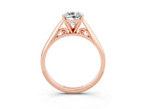 Rose gold Cushion Cut Moissanite Solitaire Engagement Ring with Cathedral Setting and Four-Prong Mount_87