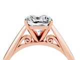 Rose gold Cushion Cut Moissanite Solitaire Engagement Ring with Cathedral Setting and Four-Prong Mount_88