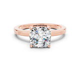 Rose gold Cushion Cut Moissanite Solitaire Engagement Ring with Classic Band and Four-Prong Setting_24