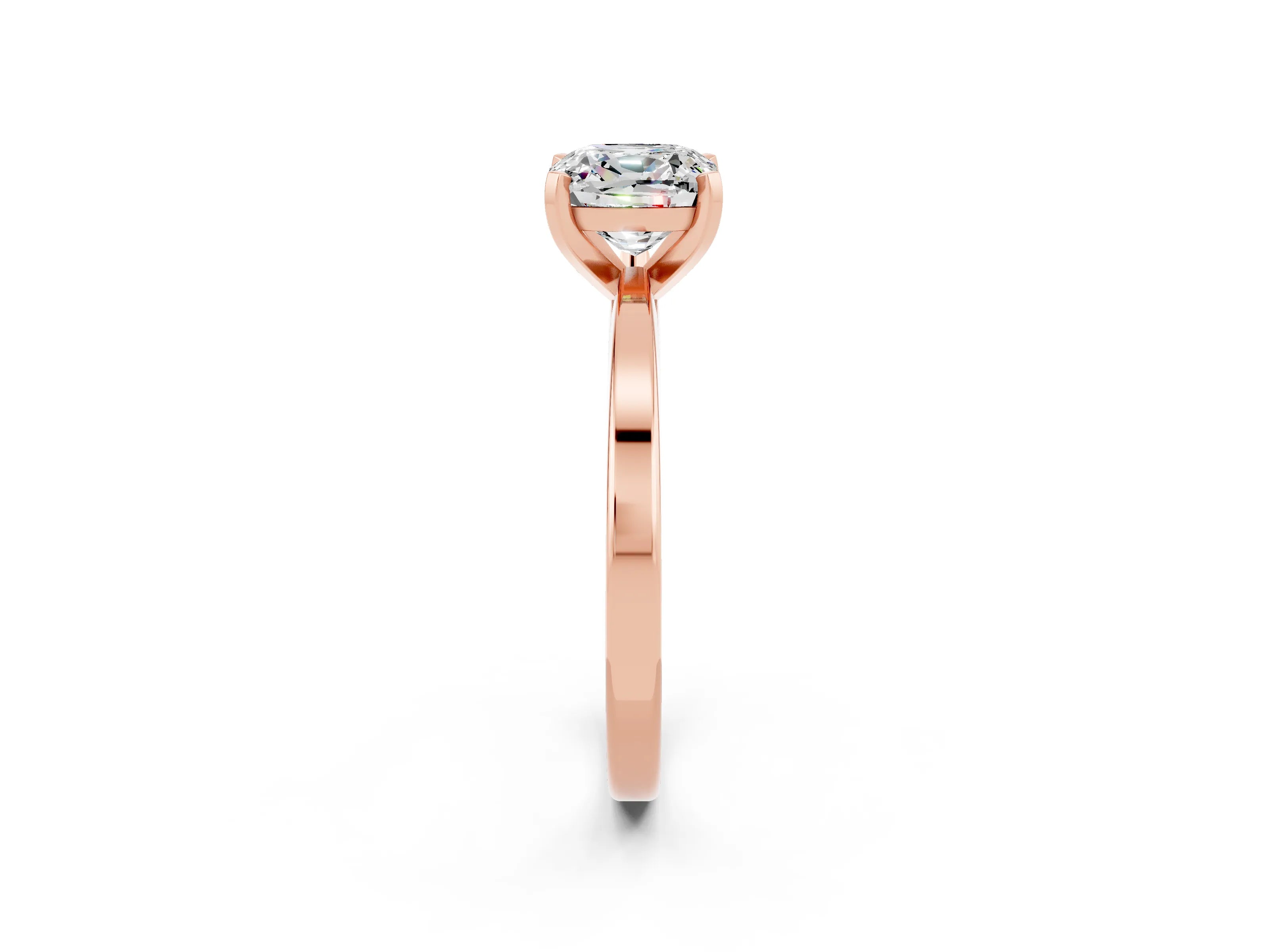 Rose gold Cushion Cut Moissanite Solitaire Engagement Ring with Classic Band and Four-Prong Setting_26