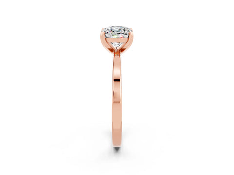 Rose gold Cushion Cut Moissanite Solitaire Engagement Ring with Classic Band and Four-Prong Setting_26