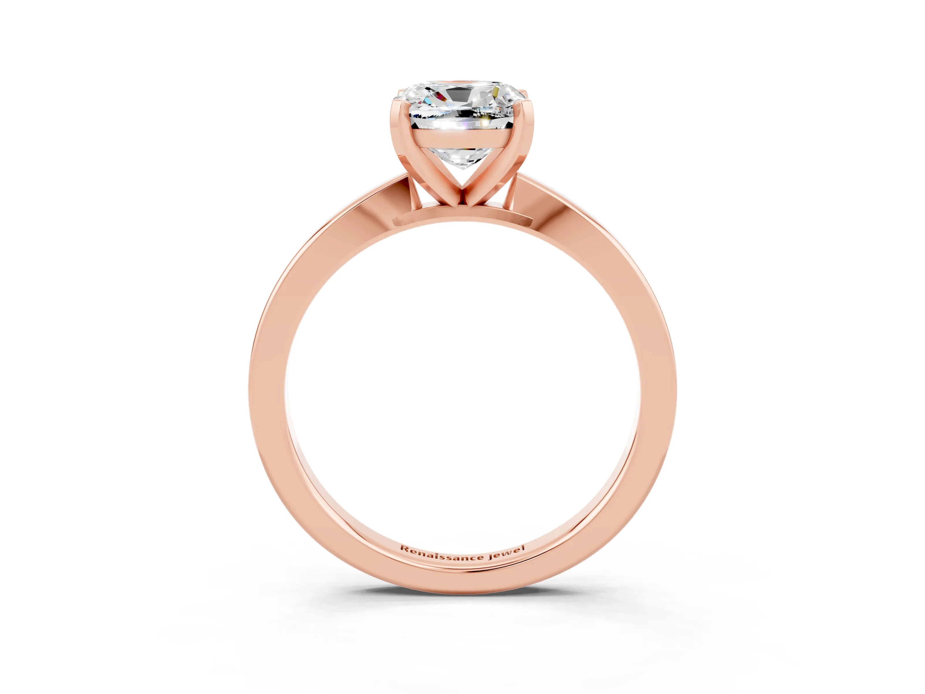 Rose gold Cushion Cut Moissanite Solitaire Engagement Ring with Classic Band and Four-Prong Setting_27