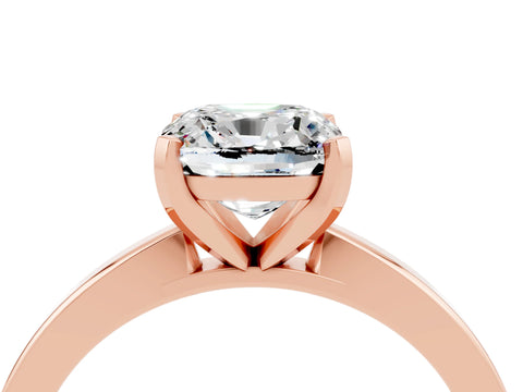 Rose gold Cushion Cut Moissanite Solitaire Engagement Ring with Classic Band and Four-Prong Setting_28