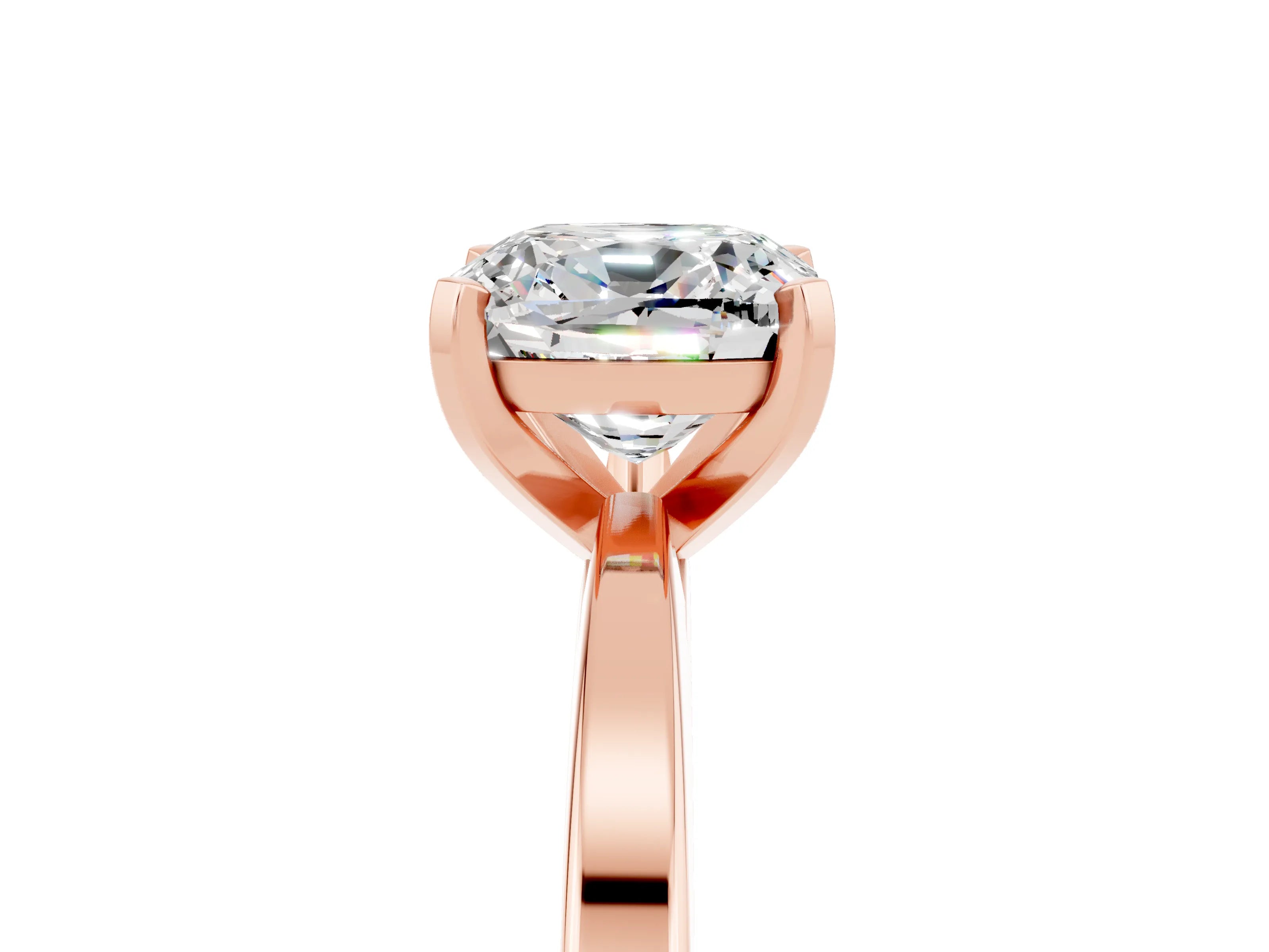 Rose gold Cushion Cut Moissanite Solitaire Engagement Ring with Classic Band and Four-Prong Setting_29