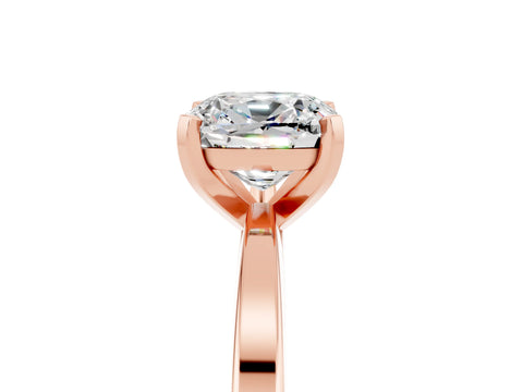 Rose gold Cushion Cut Moissanite Solitaire Engagement Ring with Classic Band and Four-Prong Setting_29