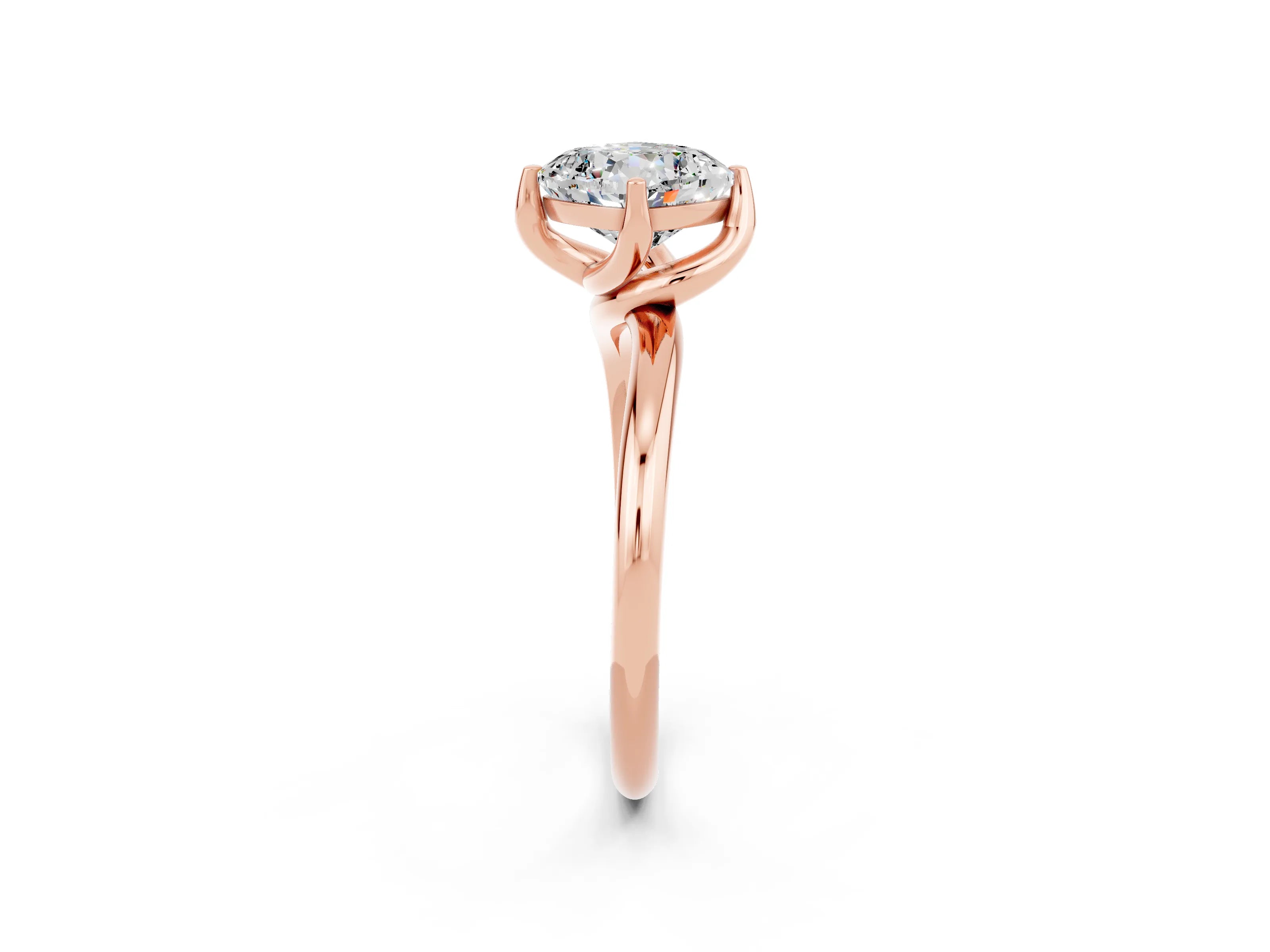 Rose gold Cushion Cut Moissanite Solitaire Engagement Ring with Four-Prong Setting and Classic Band_14