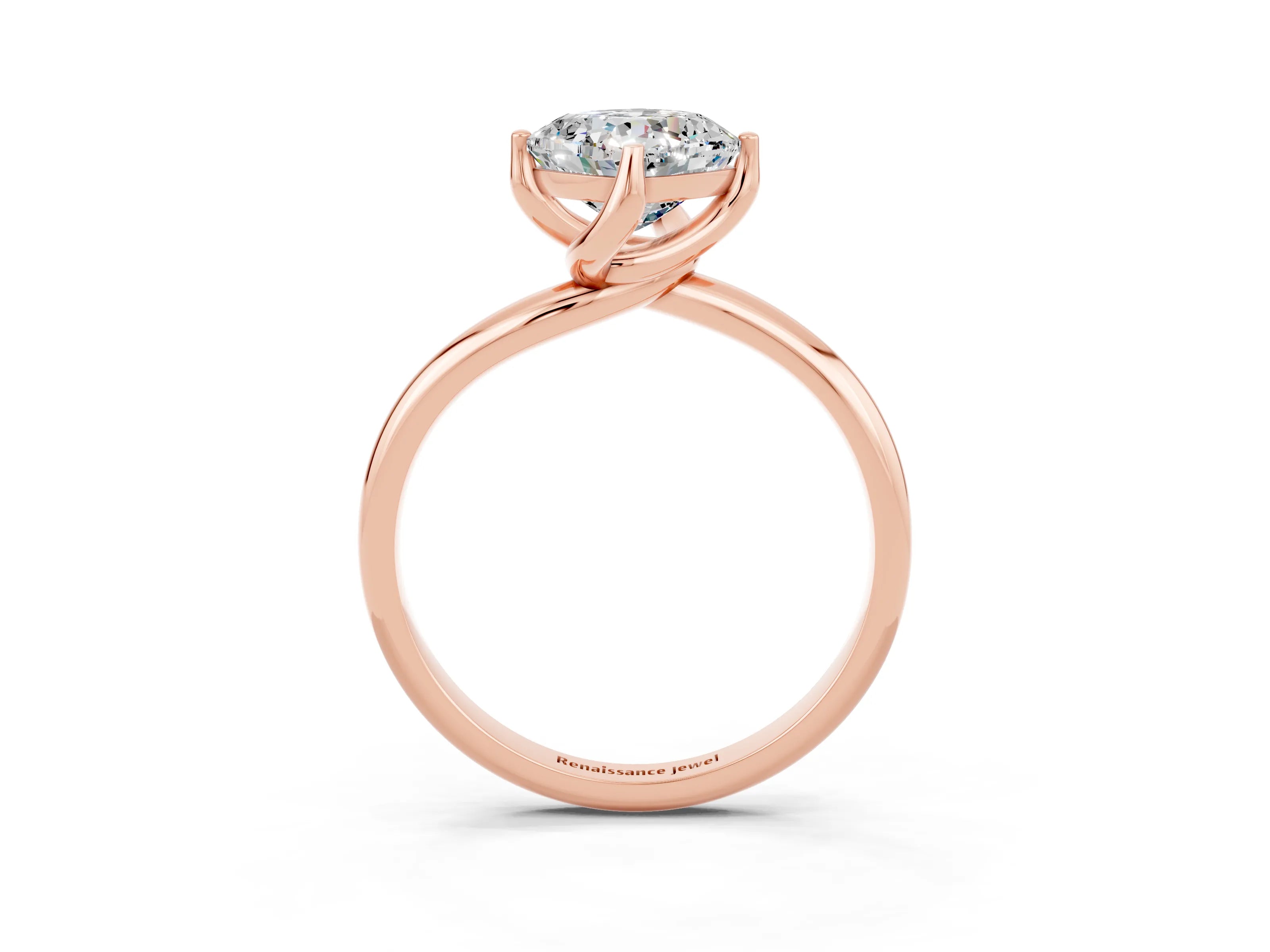Rose gold Cushion Cut Moissanite Solitaire Engagement Ring with Four-Prong Setting and Classic Band_15