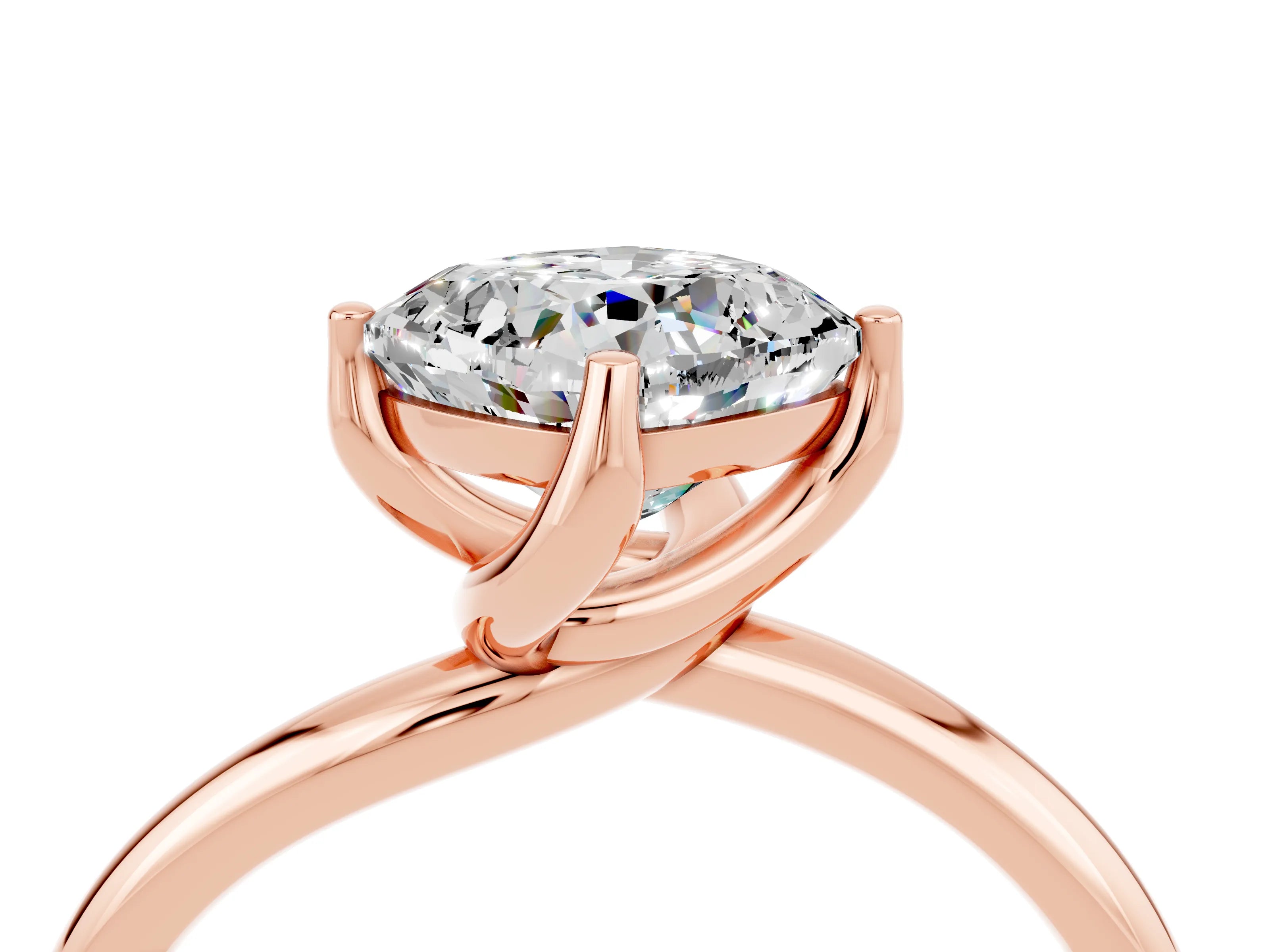 Rose gold Cushion Cut Moissanite Solitaire Engagement Ring with Four-Prong Setting and Classic Band_16