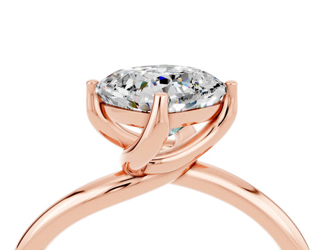 Rose gold Cushion Cut Moissanite Solitaire Engagement Ring with Four-Prong Setting and Classic Band_16