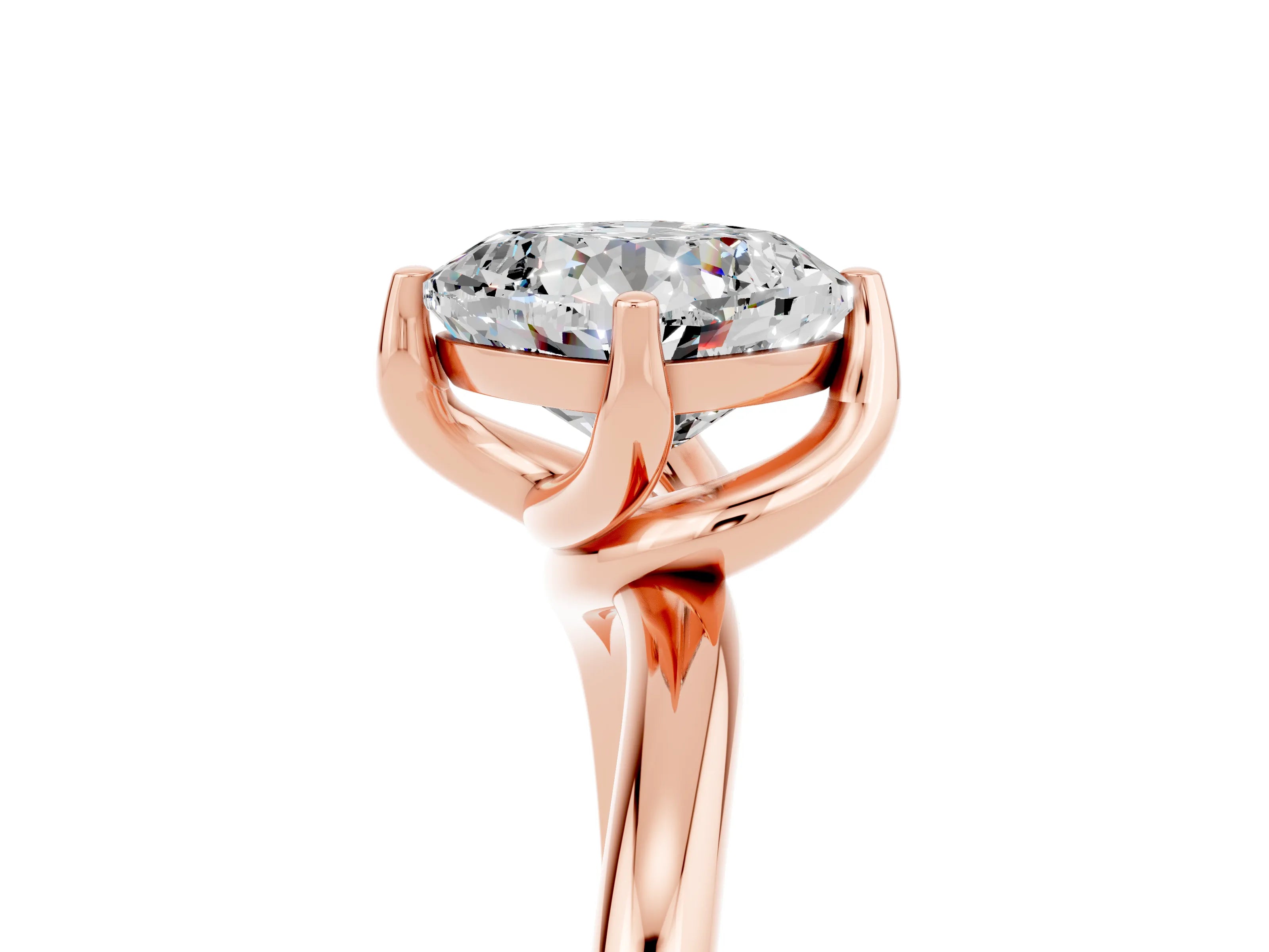 Rose gold Cushion Cut Moissanite Solitaire Engagement Ring with Four-Prong Setting and Classic Band_17