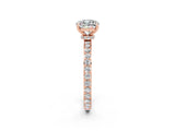 Rose gold Cushion Cut Moissanite Solitaire Engagement Ring with Pavé Band and Four-Prong Setting_2