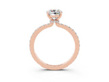 Rose gold Cushion Cut Moissanite Solitaire Engagement Ring with Pavé Band and Four-Prong Setting_3