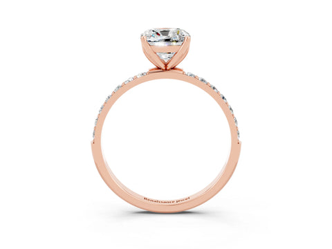 Rose gold Cushion Cut Moissanite Solitaire Engagement Ring with Pavé Band and Prong Setting_3