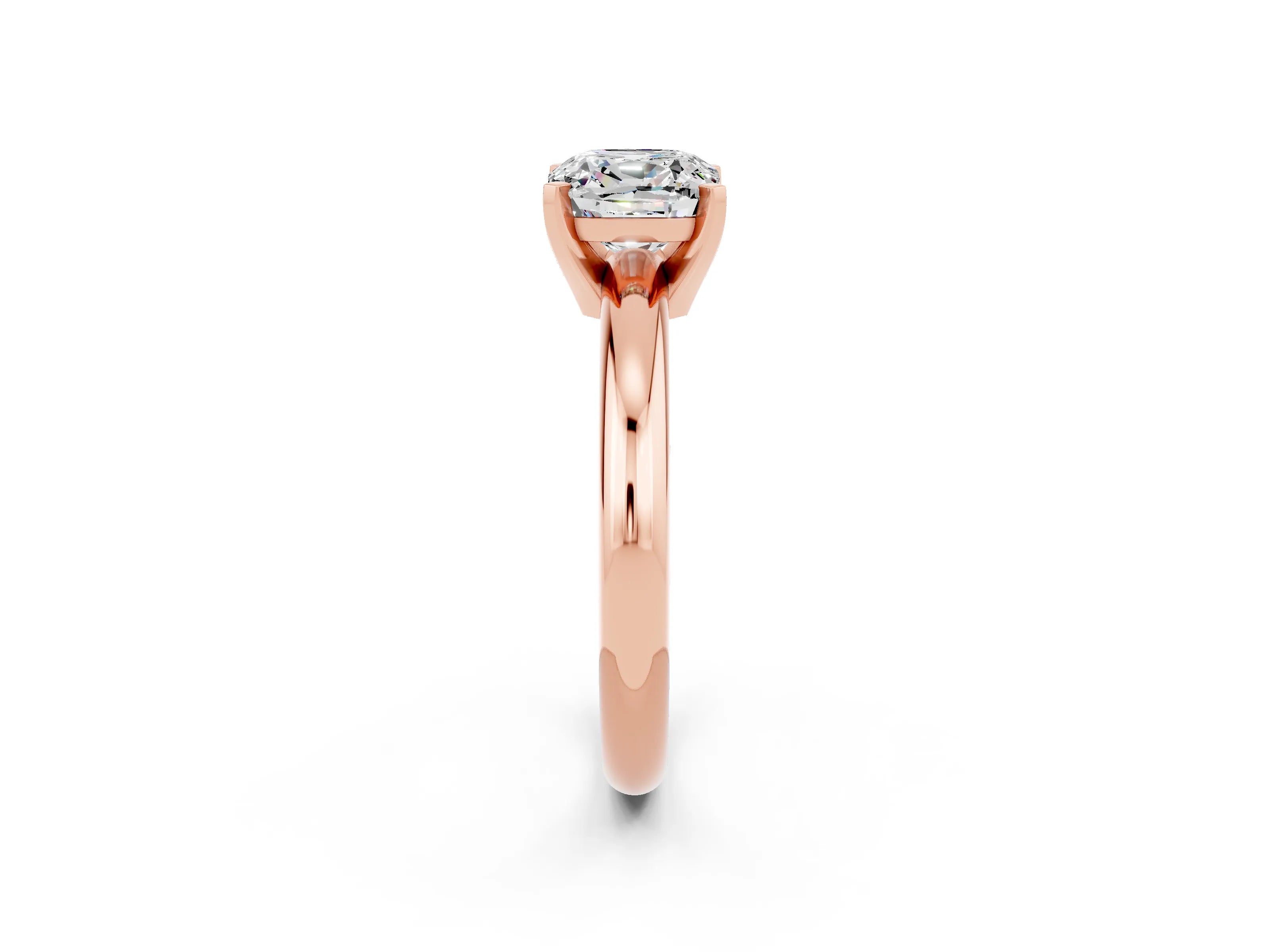 Rose gold Cushion Cut Moissanite Solitaire Engagement Ring with Round Band and Four-Prong Setting_2