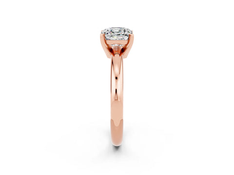 Rose gold Cushion Cut Moissanite Solitaire Engagement Ring with Round Band and Four-Prong Setting_2