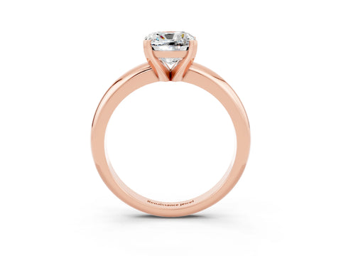 Rose gold Cushion Cut Moissanite Solitaire Engagement Ring with Round Band and Four-Prong Setting_3
