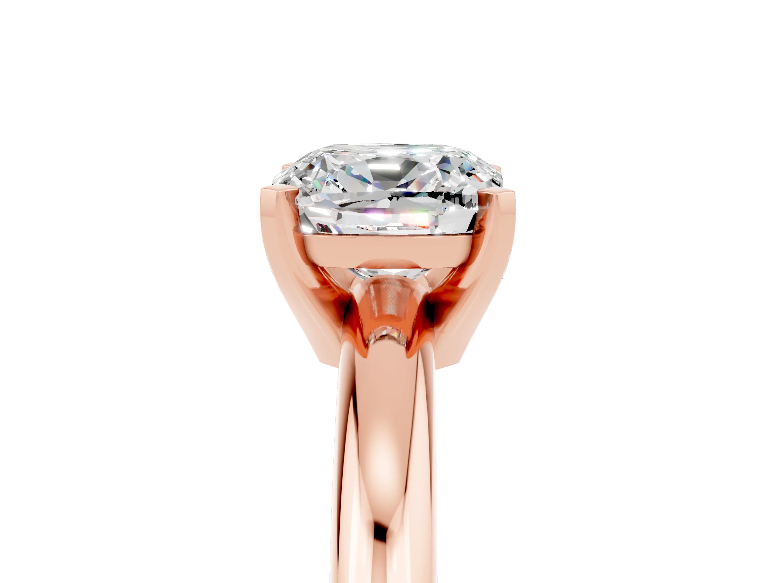 Rose gold Cushion Cut Moissanite Solitaire Engagement Ring with Round Band and Four-Prong Setting_5
