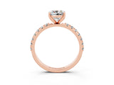 Rose gold Cushion Cut Moissanite Solitaire Pavé Band with Four-Prong Setting_3