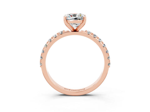 Rose gold Cushion Cut Moissanite Solitaire Pavé Band with Four-Prong Setting_3