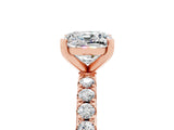 Rose gold Cushion Cut Moissanite Solitaire Pavé Band with Four-Prong Setting_5