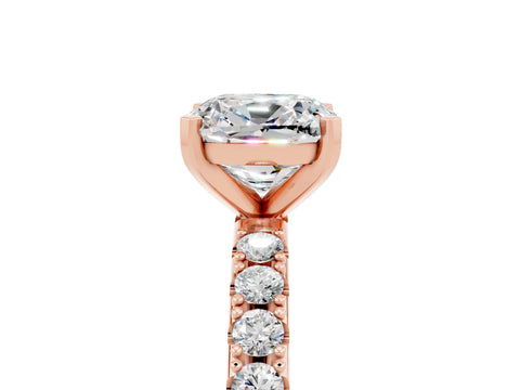 Rose gold Cushion Cut Moissanite Solitaire Pavé Band with Four-Prong Setting_5