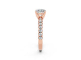 Rose gold Cushion Cut Moissanite Solitaire Pavé Engagement Ring with Round Band and Prong Setting_38