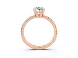 Rose gold Cushion Cut Moissanite Solitaire Pavé Engagement Ring with Round Band and Prong Setting_39