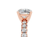 Rose gold Cushion Cut Moissanite Solitaire Pavé Engagement Ring with Round Band and Prong Setting_89