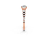 Rose gold Cushion Cut Moissanite Solitaire Ring with Cathedral Setting and Pavé Band_2