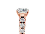 Rose gold Cushion Cut Moissanite Solitaire Ring with Cathedral Setting and Pavé Band_5