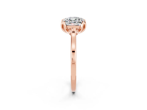 Rose gold Cushion Cut Moissanite Solitaire Ring with Flower Prong Setting and Classic Band_14