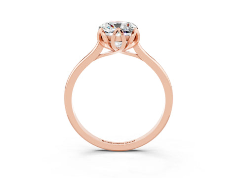 Rose gold Cushion Cut Moissanite Solitaire Ring with Flower Prong Setting and Classic Band_15